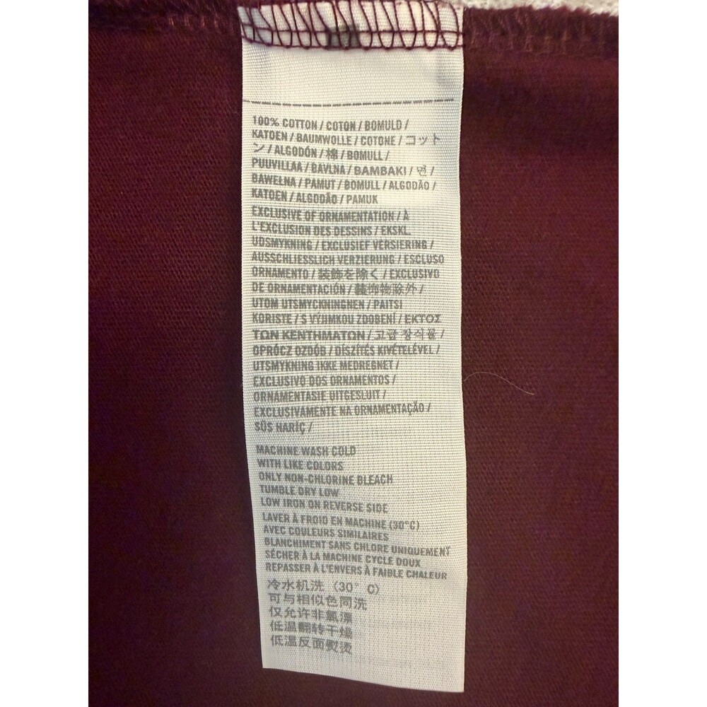 Hollister SZ XL Men's Burgundy Logo Long Sleeve T-shirt Crew Neck 2000s Vintage - Picture 10 of 10